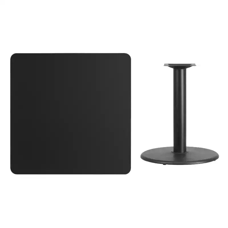 Piano tavolo quadrato in laminato da 36" con base rotonda da 24" ad altezza tavolo