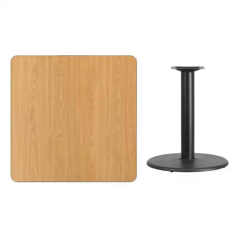 Piano tavolo quadrato in laminato da 36" con base rotonda da 24" ad altezza tavolo