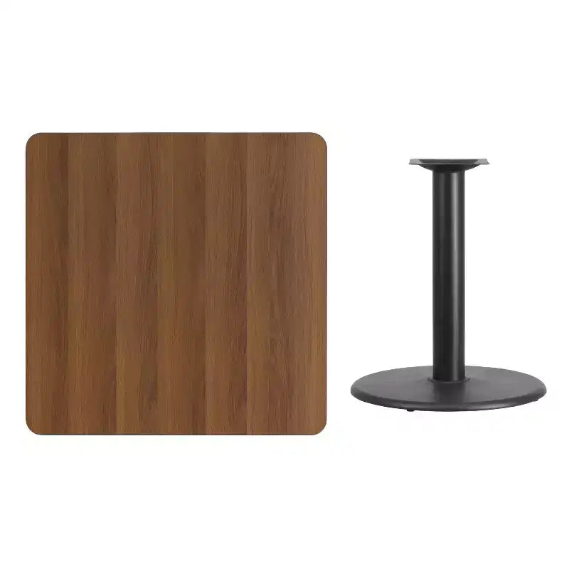Piano tavolo quadrato in laminato da 36" con base rotonda da 24" ad altezza tavolo