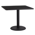 Piano tavolo quadrato in laminato da 36" con base rotonda da 24" ad altezza tavolo