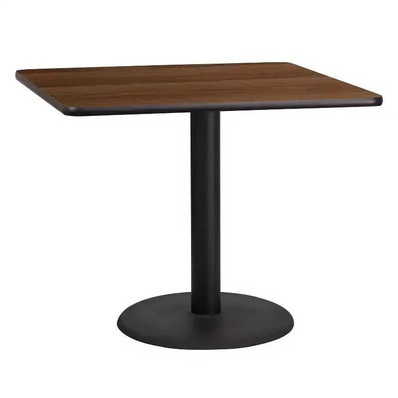Piano tavolo quadrato in laminato da 36" con base rotonda da 24" ad altezza tavolo