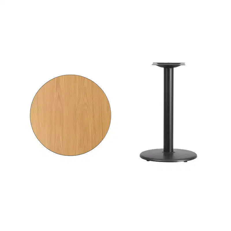 Piano tavolo rotondo in laminato da 24" con base tavolo rotonda da 18" ad altezza standard