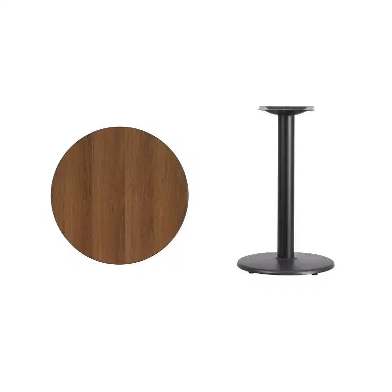 Piano tavolo rotondo in laminato da 24" con base tavolo rotonda da 18" ad altezza standard