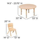 Set di tavolo attività per bambini rotondo da 33" in plastica regolabile in altezza con 4 sedie
