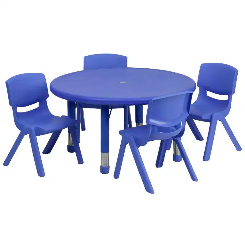 Set di tavolo attività per bambini rotondo da 33" in plastica regolabile in altezza con 4 sedie