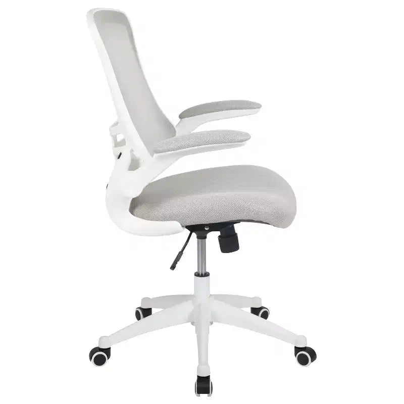 Sedia da ufficio ergonomica girevole in rete a schienale medio con braccioli ribaltabili