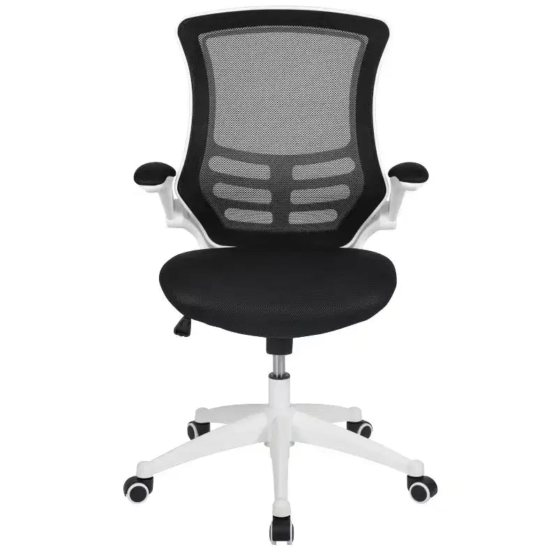 Sedia da ufficio ergonomica girevole in rete a schienale medio con braccioli ribaltabili