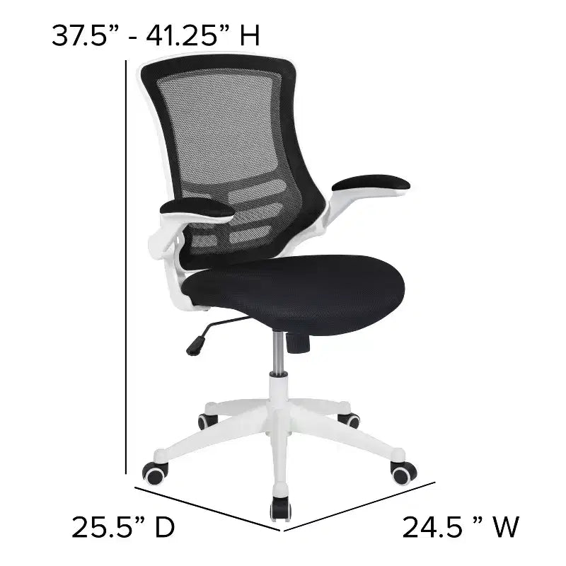 Sedia da ufficio ergonomica girevole in rete a schienale medio con braccioli ribaltabili