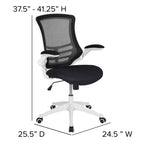 Sedia da ufficio ergonomica girevole in rete a schienale medio con braccioli ribaltabili