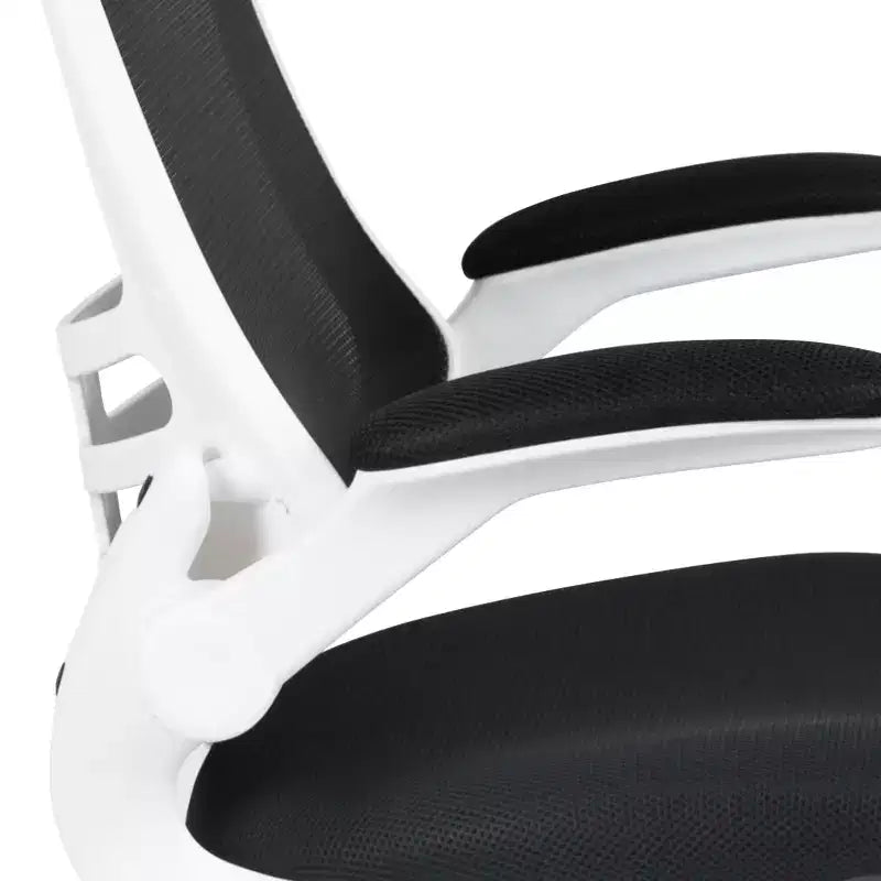 Sedia da ufficio ergonomica girevole in rete a schienale medio con braccioli ribaltabili