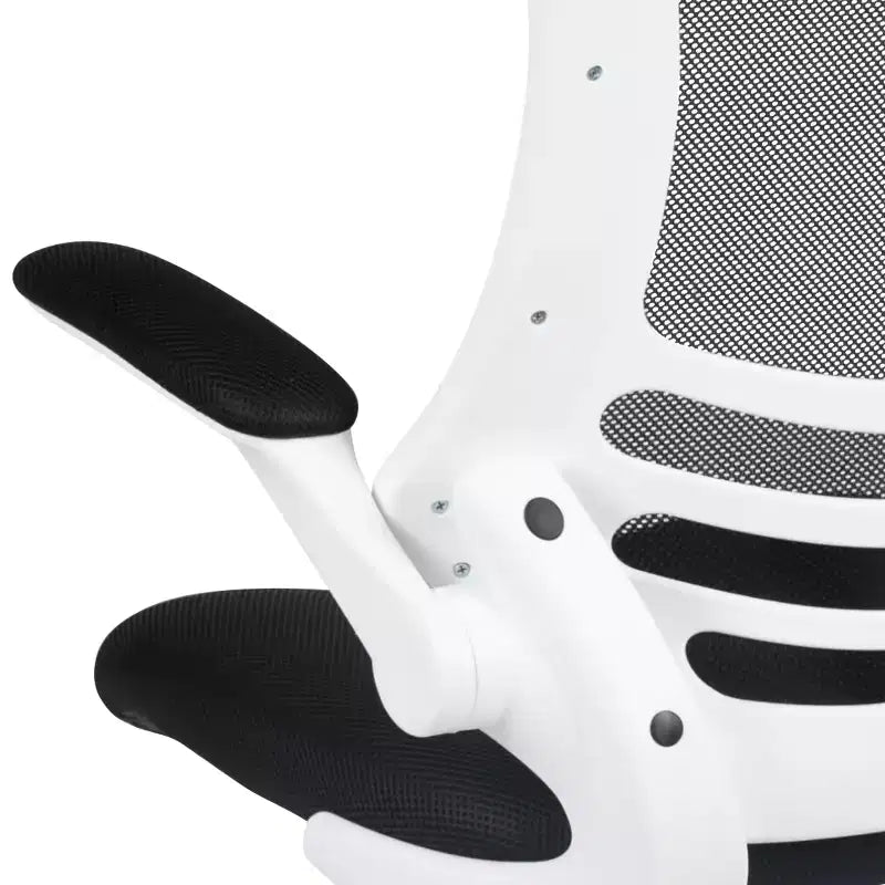 Sedia da ufficio ergonomica girevole in rete a schienale medio con braccioli ribaltabili