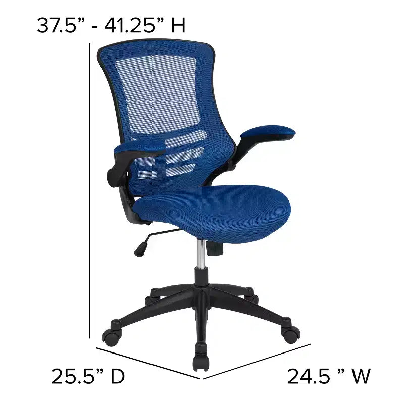 Sedia da ufficio ergonomica girevole in rete a schienale medio con braccioli ribaltabili