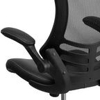 Sedia da ufficio ergonomica girevole in rete a schienale medio con braccioli ribaltabili