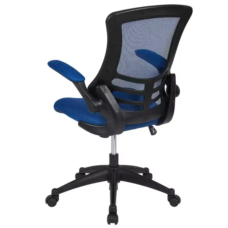 Sedia da ufficio ergonomica girevole in rete a schienale medio con braccioli ribaltabili