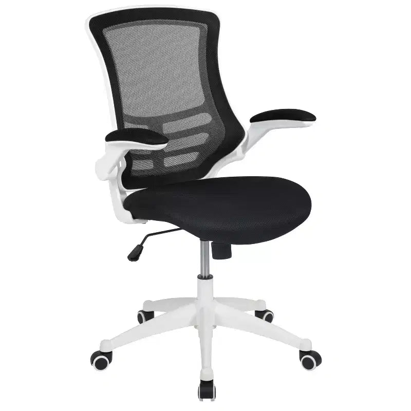 Sedia da ufficio ergonomica girevole in rete a schienale medio con braccioli ribaltabili