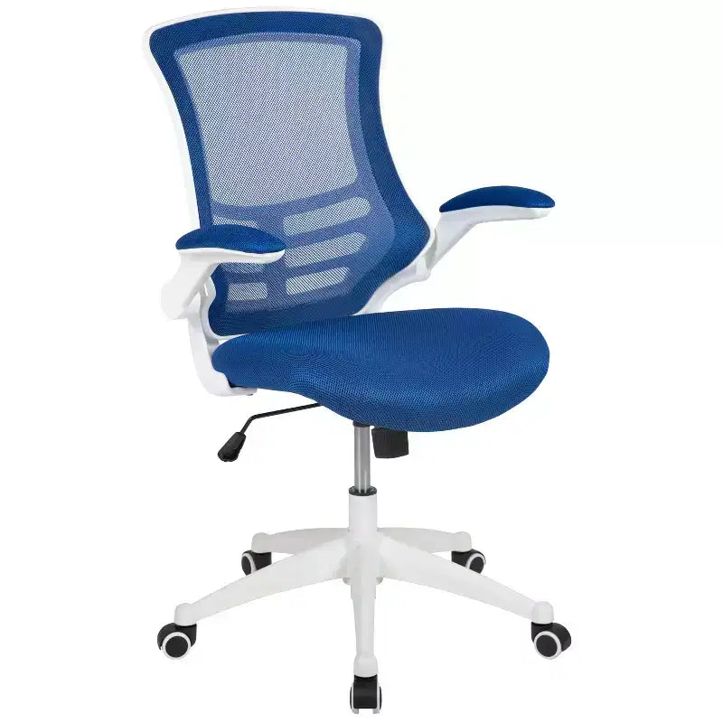 Sedia da ufficio ergonomica girevole in rete a schienale medio con braccioli ribaltabili