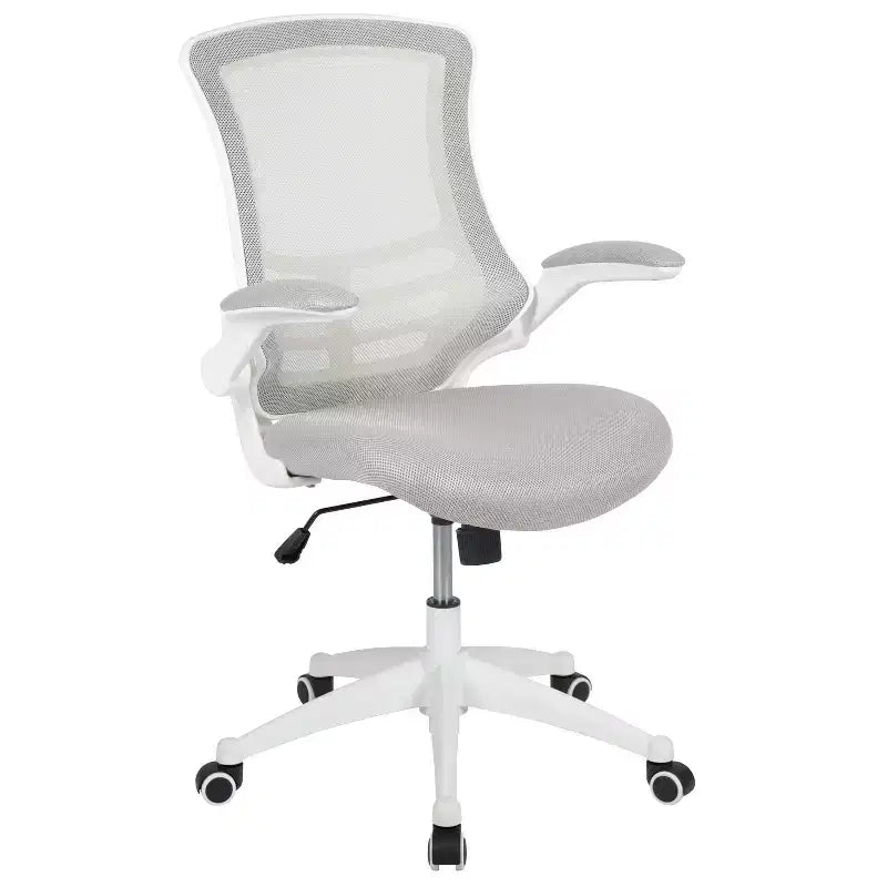 Sedia da ufficio ergonomica girevole in rete a schienale medio con braccioli ribaltabili