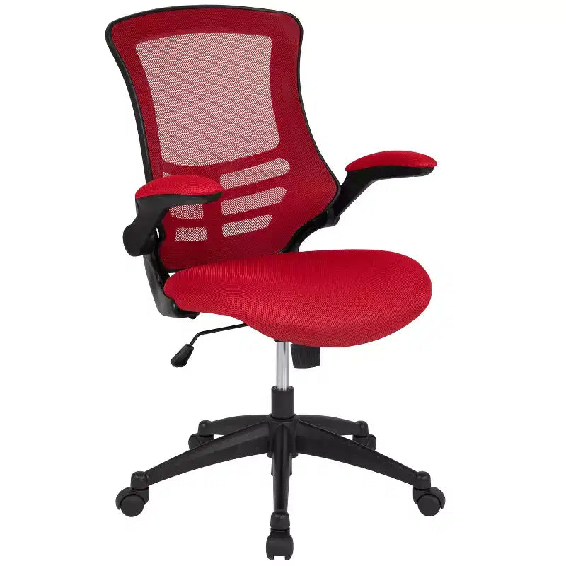 Sedia da ufficio ergonomica girevole in rete a schienale medio con braccioli ribaltabili