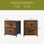 Comodini a 2 cassetti, set da 2