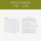 Comodini a 2 cassetti, set da 2