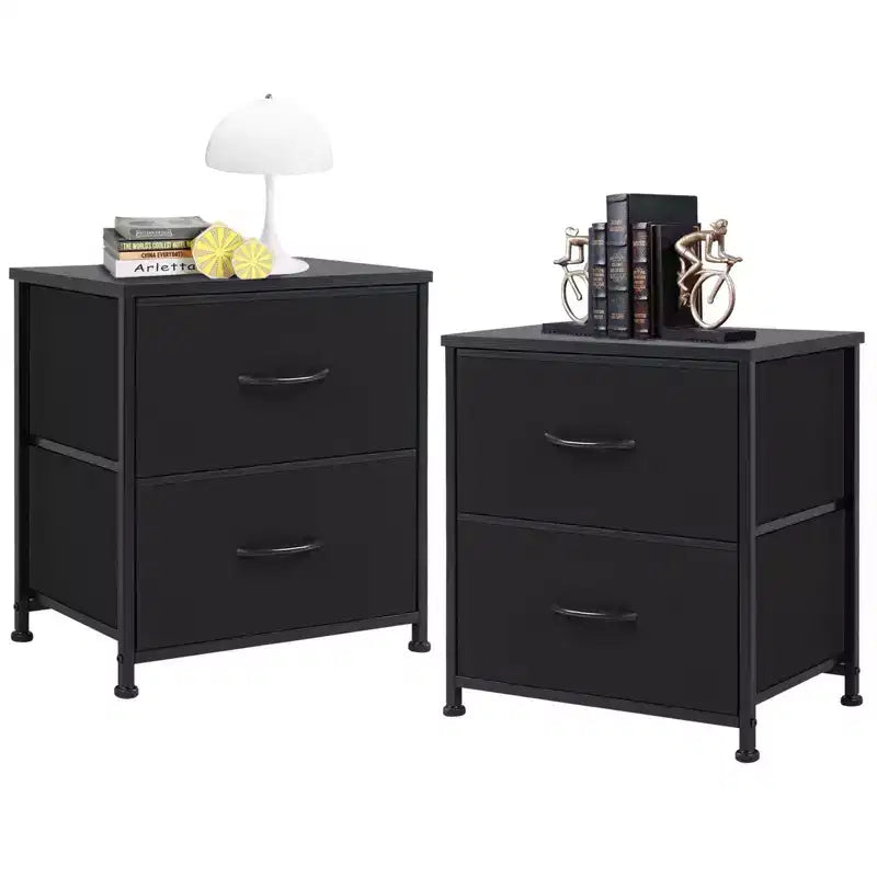 Comodini a 2 cassetti, set da 2