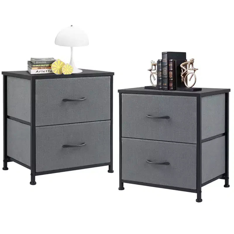 Comodini a 2 cassetti, set da 2