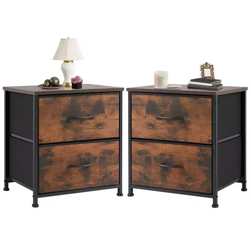 Comodini a 2 cassetti, set da 2