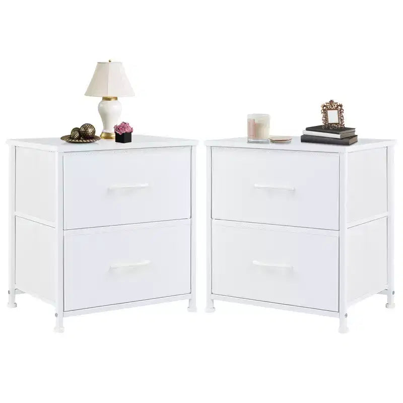 Comodini a 2 cassetti, set da 2