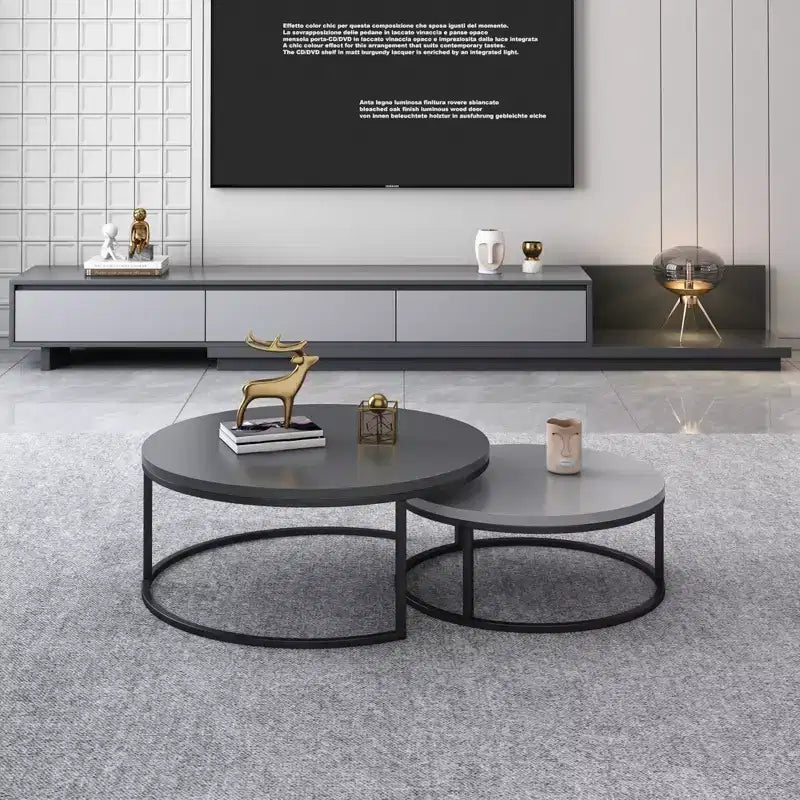 Set di tavolini da caffè rotondi nido Modern Gray