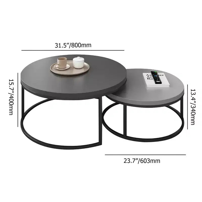 Set di tavolini da caffè rotondi nido Modern Gray