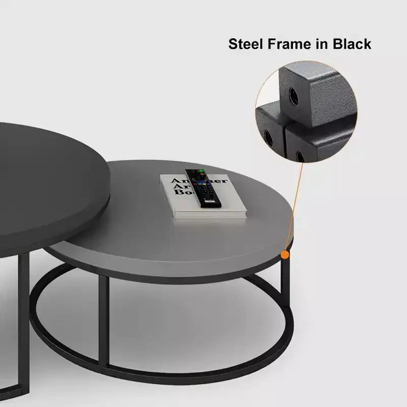 Set di tavolini da caffè rotondi nido Modern Gray