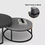Set di tavolini da caffè rotondi nido Modern Gray