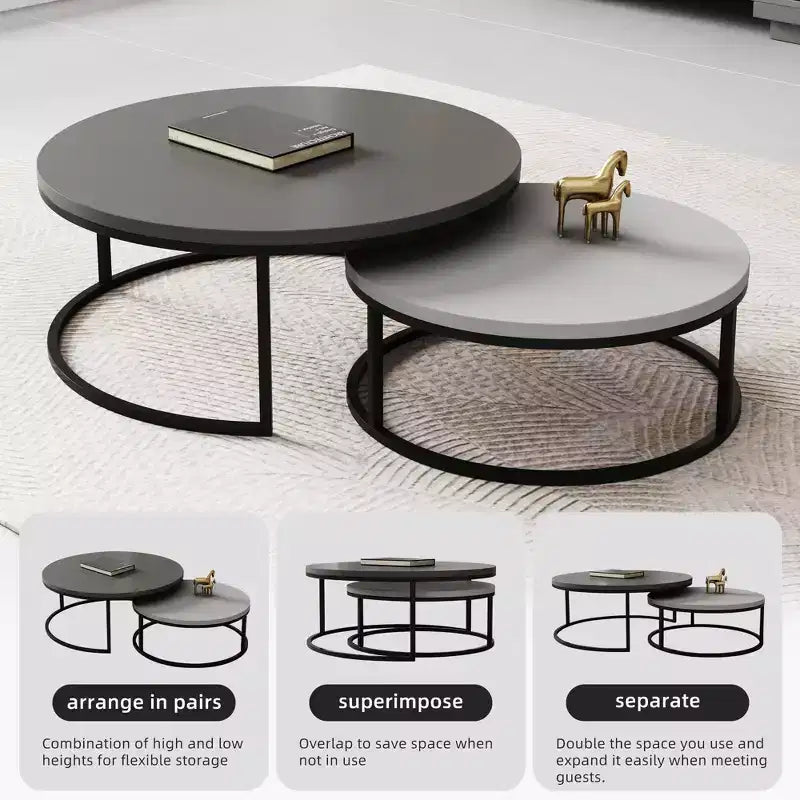 Set di tavolini da caffè rotondi nido Modern Gray