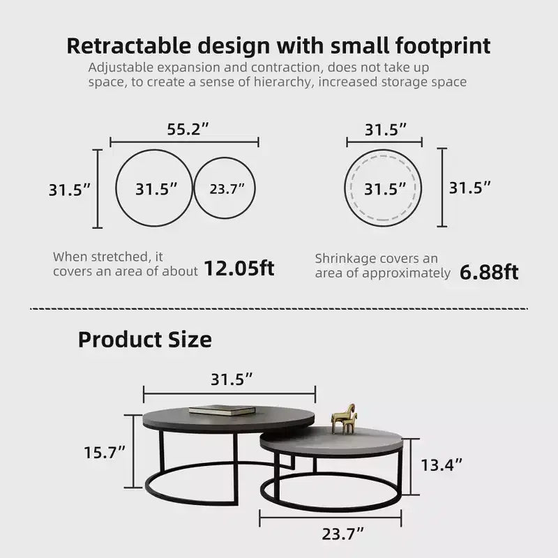 Set di tavolini da caffè rotondi nido Modern Gray